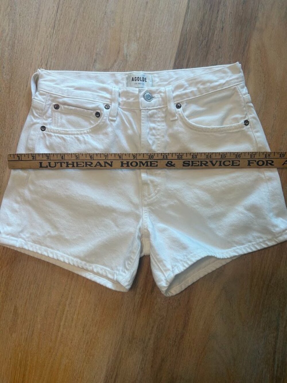 AGOLDE Parker Long High Rise Organic Cotton Denim Shorts White A9127-1183 - Picture 11 of 11